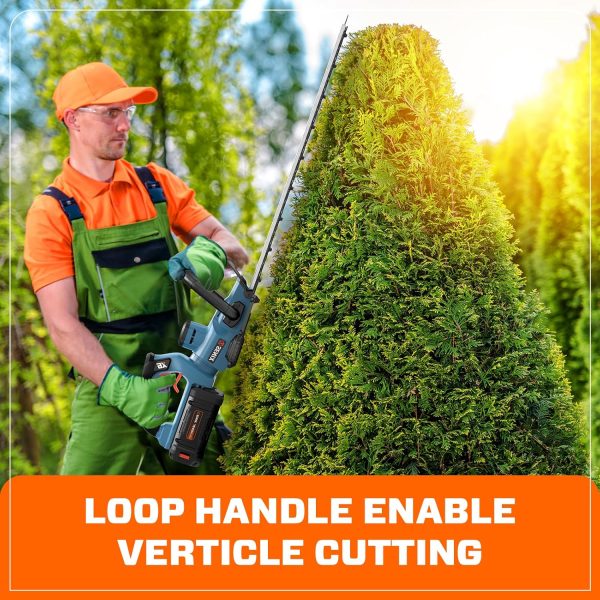 SENIX Battery Hedge Trimmer 26 Inch Stainless Steel Blades-6