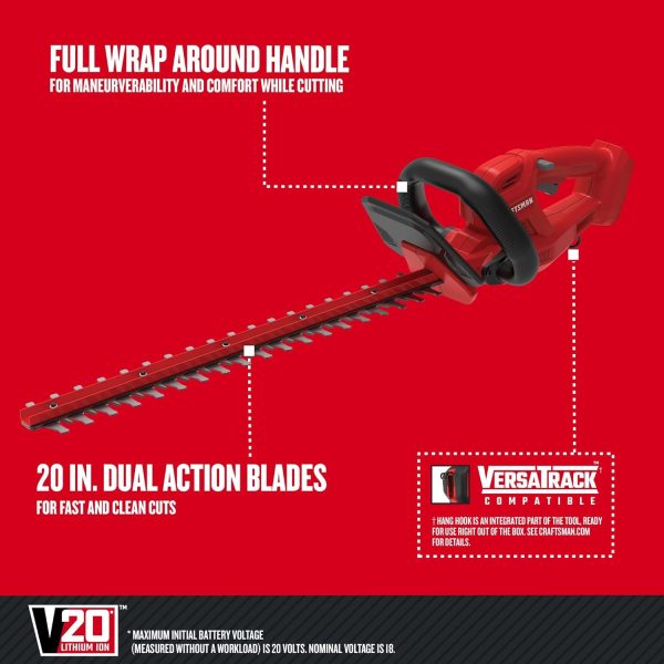 Craftsman 20in Hedge Trimmer Red V20 Battery-2