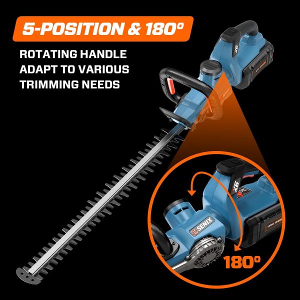SENIX Battery Hedge Trimmer 26 Inch Stainless Steel Blades-5