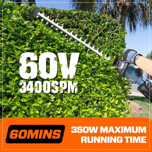 SENIX Battery Hedge Trimmer 26 Inch Stainless Steel Blades-2