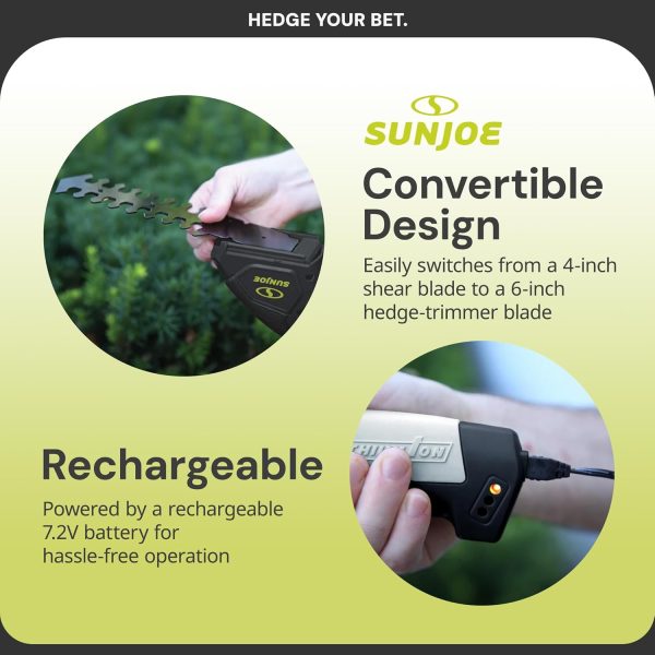 Cordless Hedge Trimmer Sun Joe 7.2V 4in Blade-2