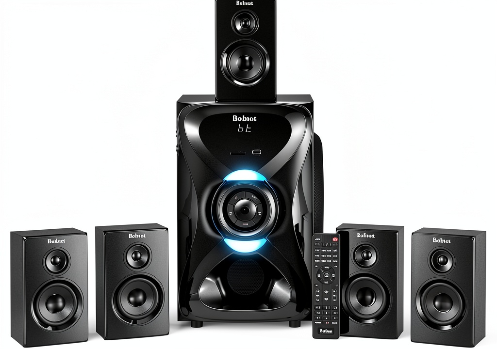 Home theater system speakers with subwoofer and satellite speakers