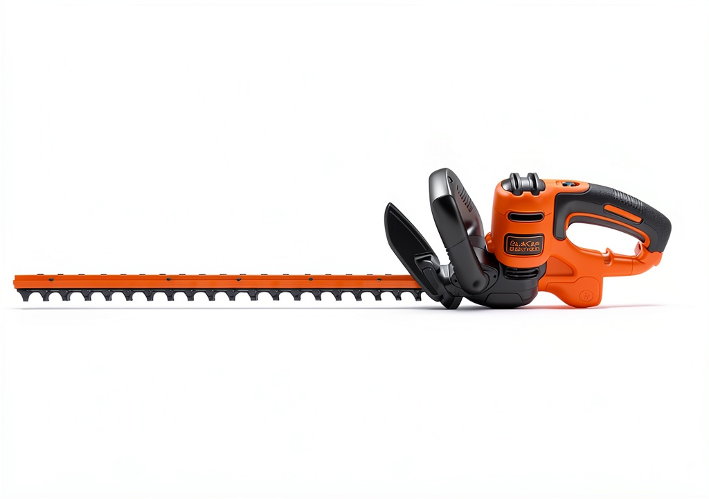 BLACK+DECKER hedge trimmer in use on a garden hedge