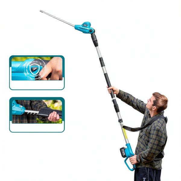 Seesii Cordless Pole Hedge Trimmer 16 Inch Blue L98-7