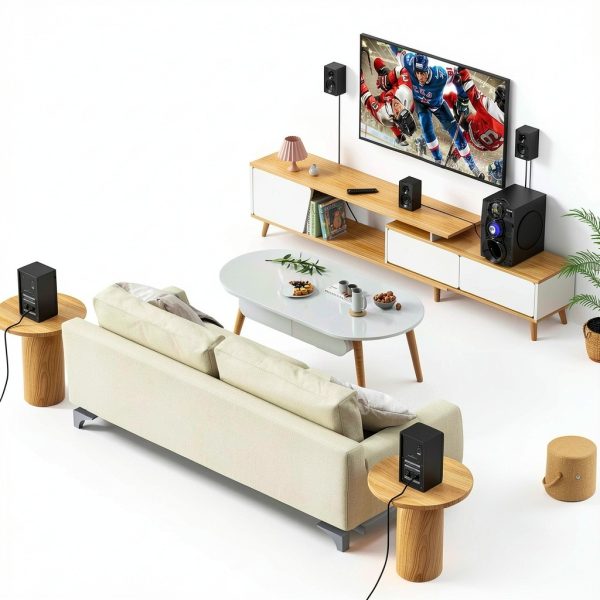 Bobtot 5.1 Surround Sound System Black ABS Wood-4