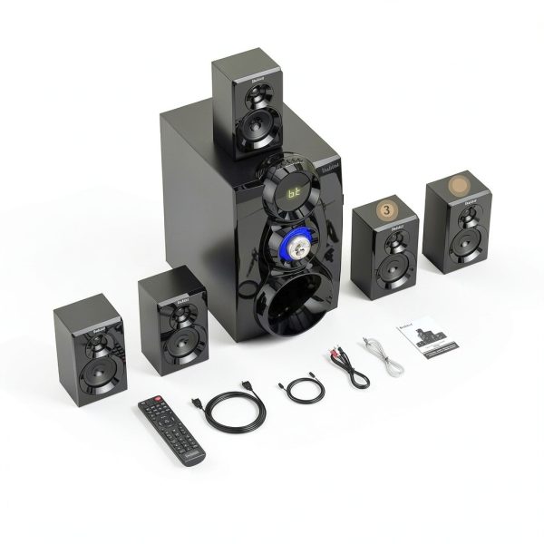 Bobtot 5.1 Surround Sound System Black ABS Wood-5
