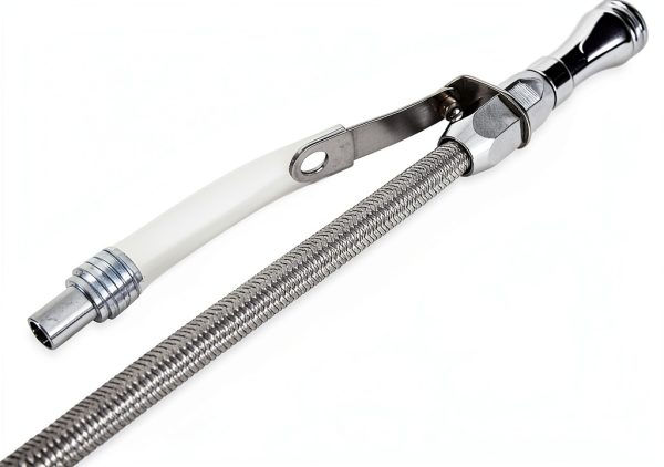 Mr Gasket Polished Aluminum Braided Dipstick for 1980‑Up SBC Engine-2