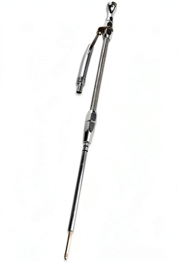Mr Gasket Polished Aluminum Braided Dipstick for 1980‑Up SBC Engine-1