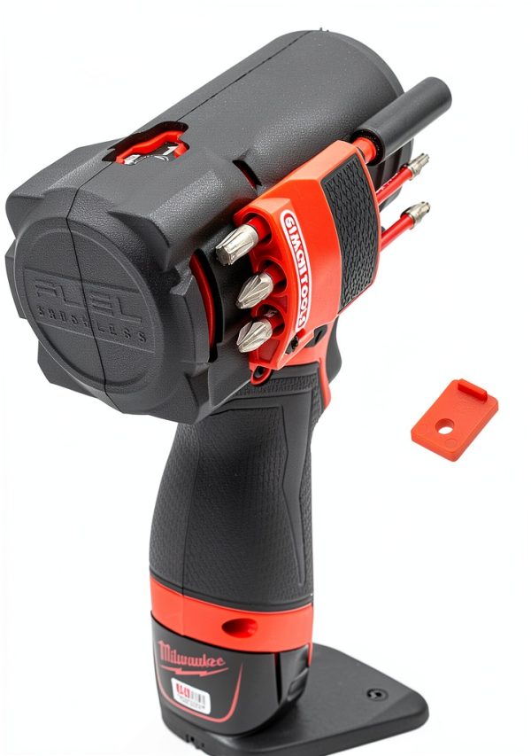 Magnetic Bit Holder for Milwaukee M12 Driver & Drill Red Right Side-7