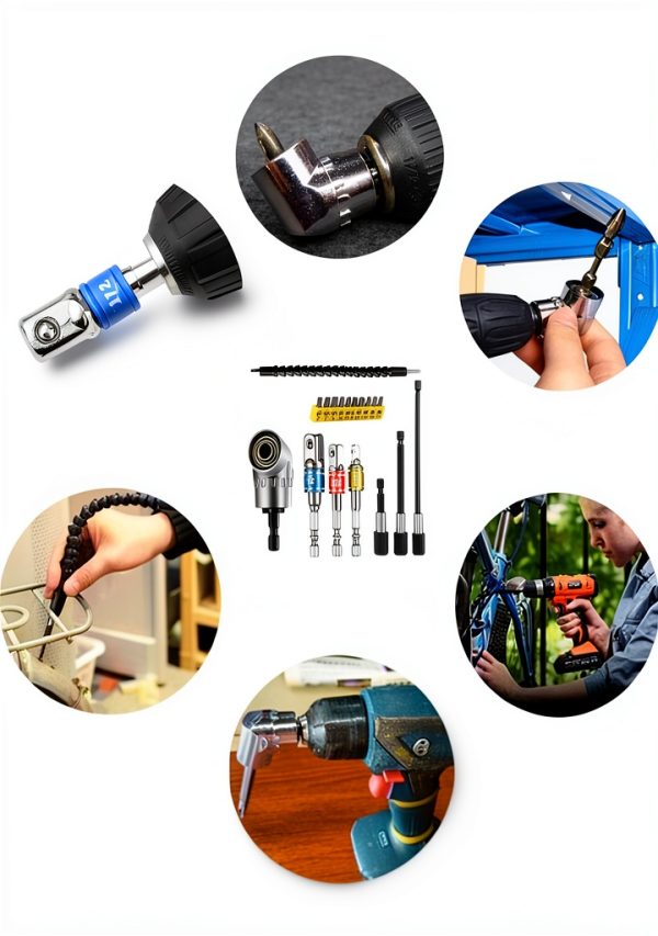 Flexible Drill Bit Extension Set FOUUA 105° Angle Shaft Socket Adapter-5